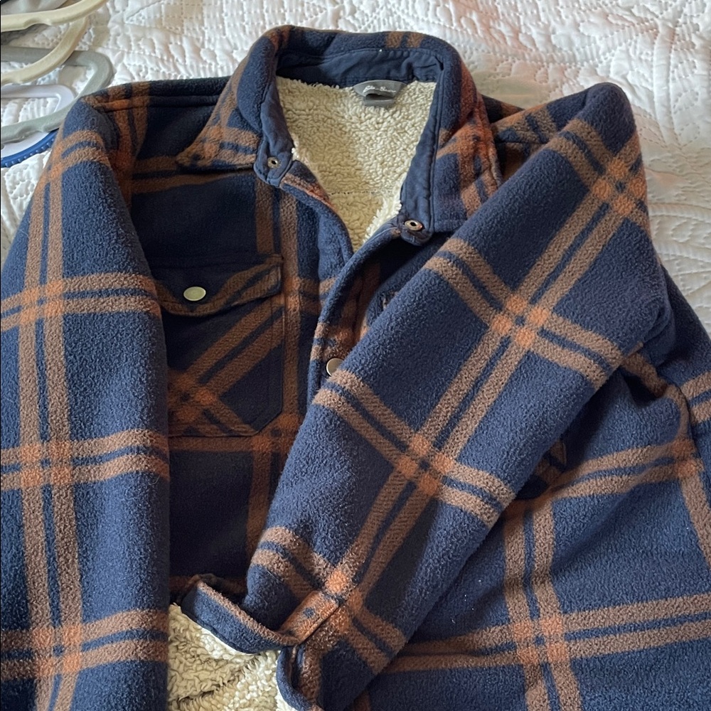 Boys XL Eddie Bauer Plaid Sherpa-Lined Jacket with snaps
